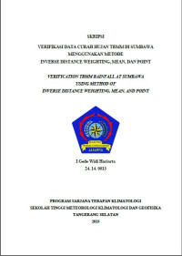Image of VERIFIKASI DATA CURAH HUJAN TRMM DI SUMBAWA MENGGUNAKAN METODE INVERSE DISTANCE WEIGHTING, MEAN, DAN POINT