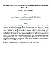 Image of Verifikasi Luaran Model Gelombang Wavewatch-III Dengan Satelit Altimetri  Di Laut Banda  ( Sikon Tropis Laurance)