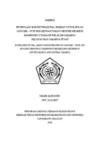 Image of PENDUGAAN KONSENTRASI PM2.5 HARIAN UNTUK BULAN JANUARI – JUNI 2018 MENGGUNAKAN METODE REGRESI KOMPONEN UTAMA DI WILAYAH JAKARTA SELATAN DAN JAKARTA PUSAT